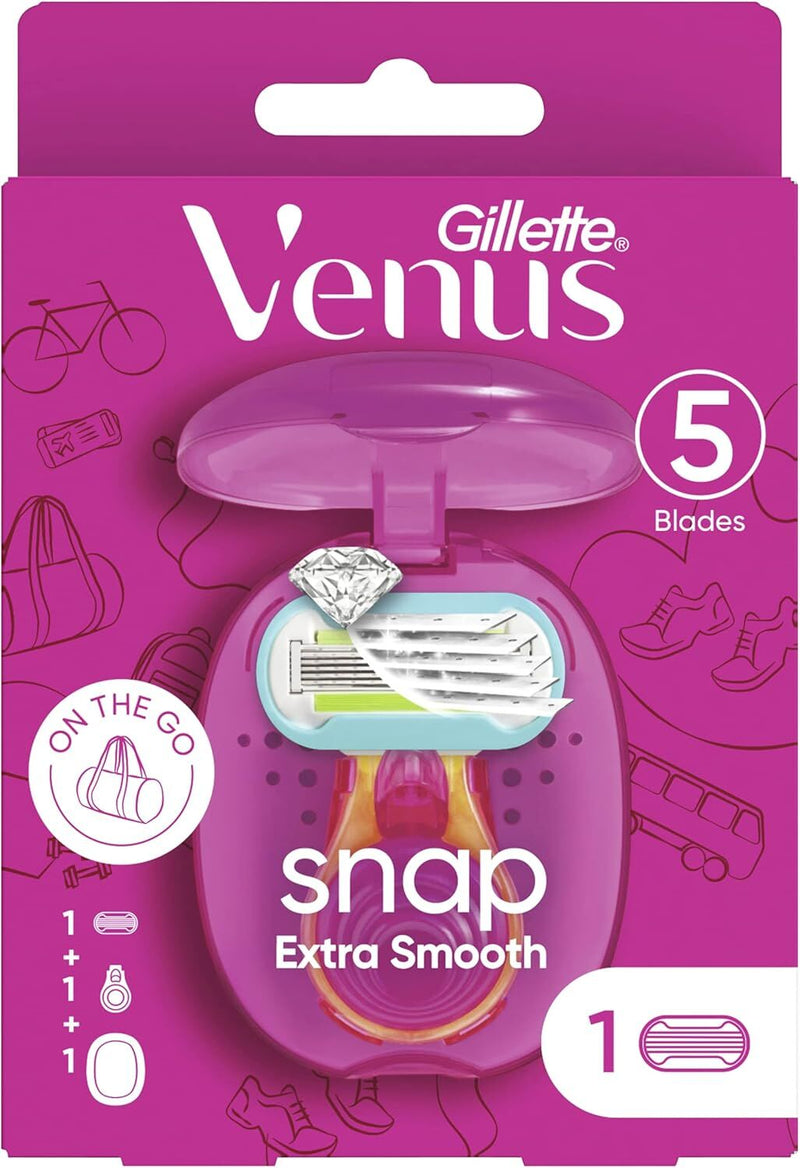 Load image into Gallery viewer, Gillette Venus 5 Blade Razor Snap Extra Smooth Includes Mini Handle And Travel Case-1
