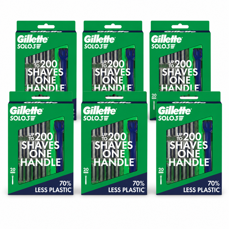 Load image into Gallery viewer, 6x Gillette Solo 3 Disposable Razors Mens Shaving Blade 20pk-0
