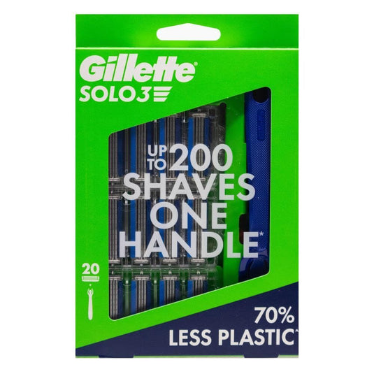 Gillette Solo 3 Disposable Razors Mens Shaving Blade 20pk-4