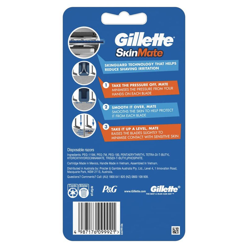 Load image into Gallery viewer, 4x Gillette SkinMate Mens Sensitive Disposable Razor Razors in Blue-2
