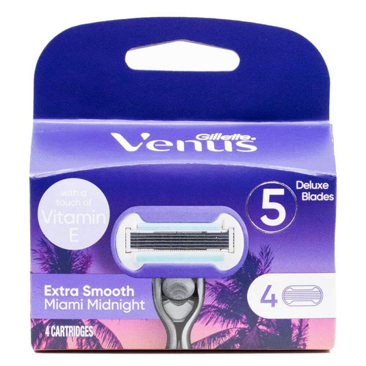 4x Gillette Venus 5 Blades Extra Smooth Razor Refill Cartridges Miami Midnight-0