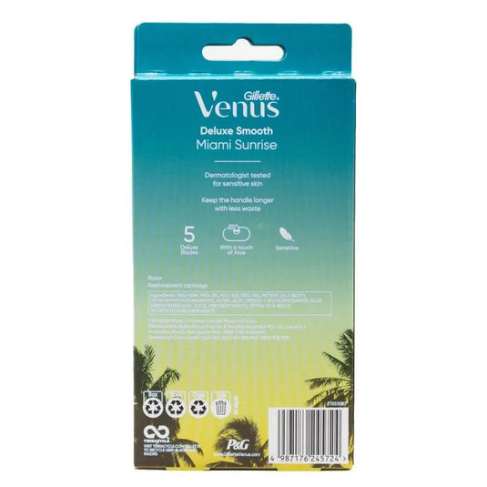Gillette PK2 Deluxe Smooth Miami Sunrise Venus x1 Handle x2 5 Deluxe Blades-2