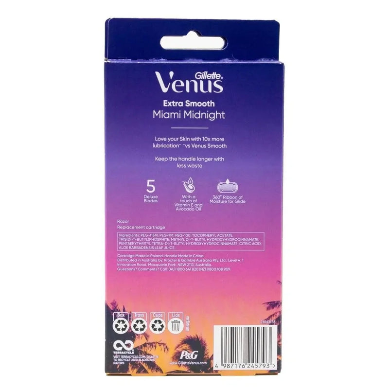 Load image into Gallery viewer, Gillette Venus Extra Smooth Miami Midnight Razor 3pk x1 Handle x2 5 Blades-2
