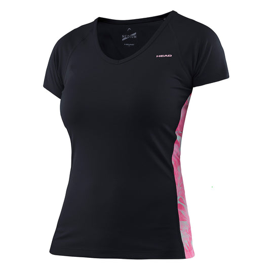 HEAD Womens Vision Bee Basic V-Neck T-Shirt Tee Tennis - Black-1