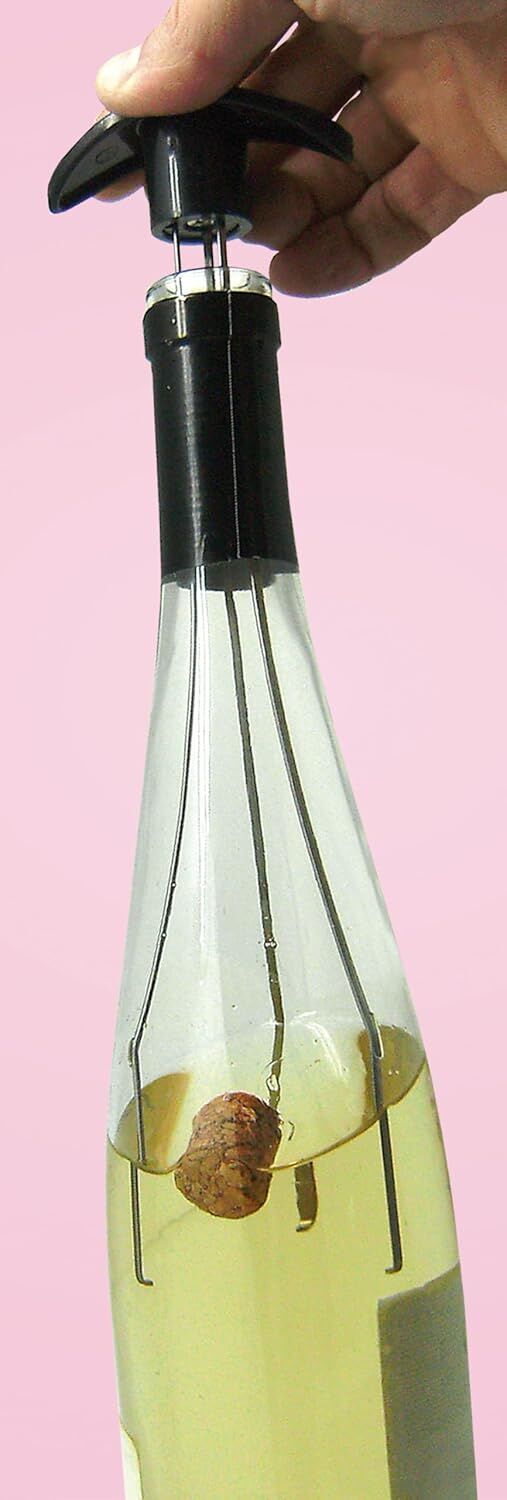 Vin Bouquet Cork Extractor Lifter Wine Bottle in Black/Silver-3