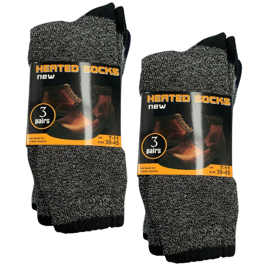 6 Pairs Mens THERMAL HEATED SOCKS Warm Winter Comfort Mens Work Size UK 7-11-1
