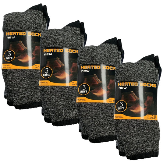 12 Pairs Mens THERMAL HEATED SOCKS Warm Winter Comfort Mens Work Size UK 7-11-1