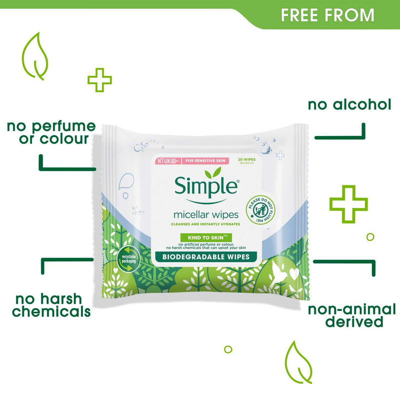 Load image into Gallery viewer, 1 Pack of 20 Simple Micellar Wipes For Sensitive Skin-1
