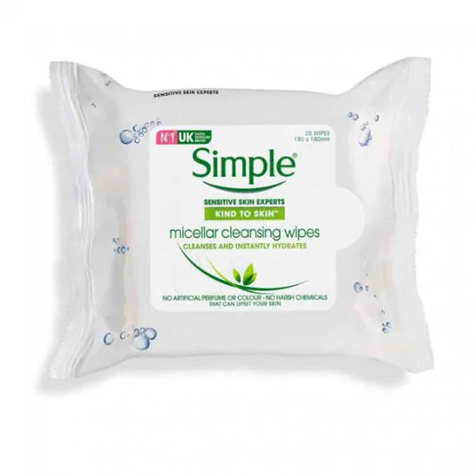 Simple Micellar Cleansing Wipes Kind To Skin Gentle Make-Up Remover-1 Pack of 25-0