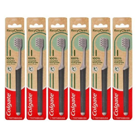 6x Colgate Toothbrush 100% Recycled Food Grade Plastic Handle Soft Bristles-0