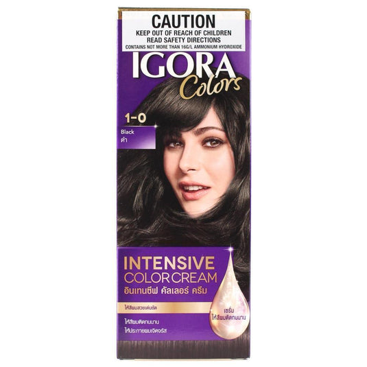 SCHWARZKOPF IGORA INTENSIVE COLOUR CREAM PERMANENT HAIR COLOUR BLACK 1-0-0