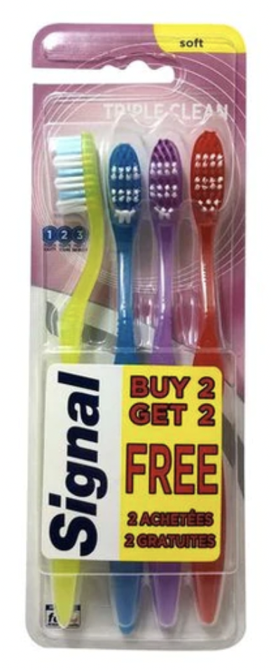 Signal Toothbrush Triple Easy Clean Soft - 1 Pack of 4-1