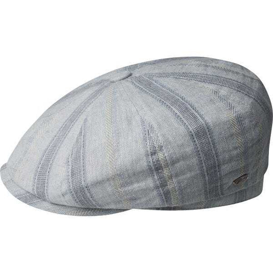 Bailey Mens Willesden Ivy Newsboy Flat Cap Hat - Light Blue Stripe-1