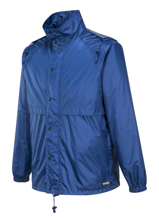 HUSKI STRATUS RAIN JACKET Waterproof Workwear Concealed Hood Windproof Packable - Cobalt-3