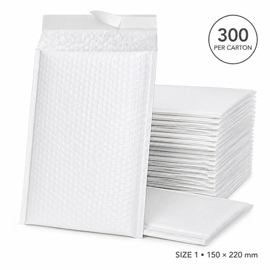 300x White Poly Bubble Mailers Padded Cushioned Postage Envelope - "Size 1" (150mm x 220mm)-1