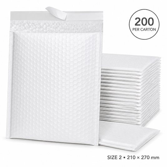 200x White Poly Bubble Mailers Padded Cushioned Postage Envelope - "Size 2" (210mm x 270mm)-1