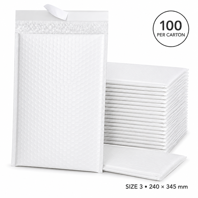 Load image into Gallery viewer, 100x White Poly Bubble Mailers Padded Cushioned Postage Envelope - "Size 3" (240mm x 345mm)-1
