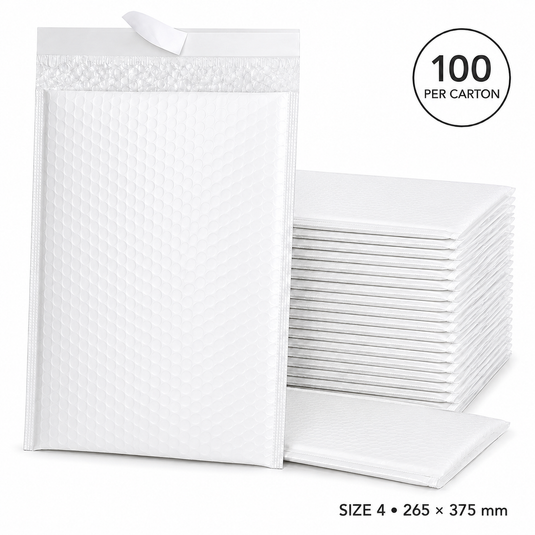100x White Poly Bubble Mailers Padded Cushioned Postage Envelope - "Size 4" (265mm x 375mm)-1