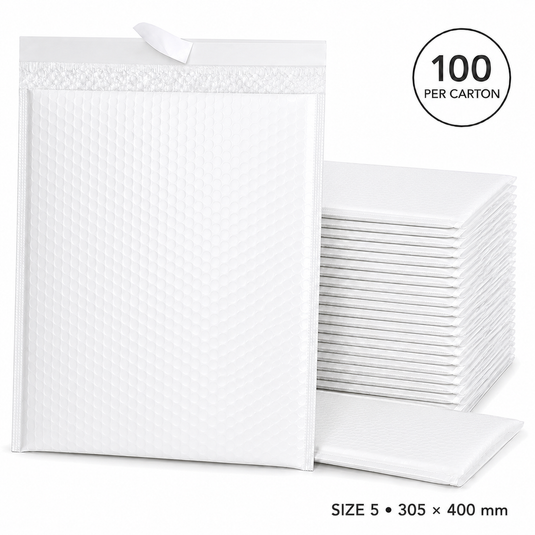 100x White Poly Bubble Mailers Padded Cushioned Postage Envelope - "Size 5" (305mm x 400mm)-1