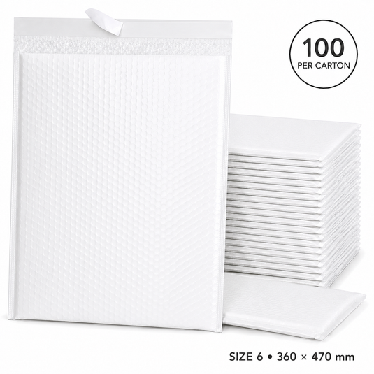 100x White Poly Bubble Mailers Padded Cushioned Postage Envelope - "Size 6" (360mm x 470mm)-1