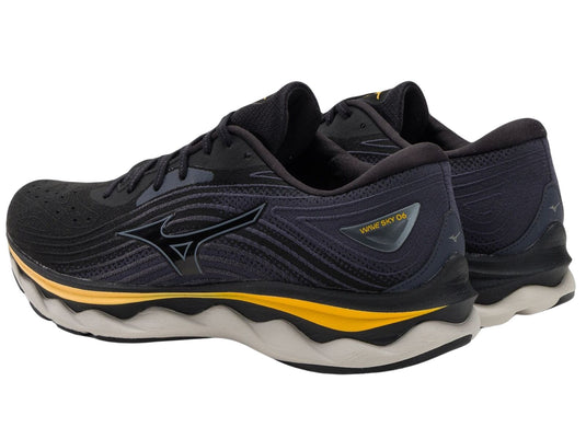Mizuno Wave Sky 6 Mens Running Shoes Black / Tradewinds / Gold Fusion, Size 11.5
