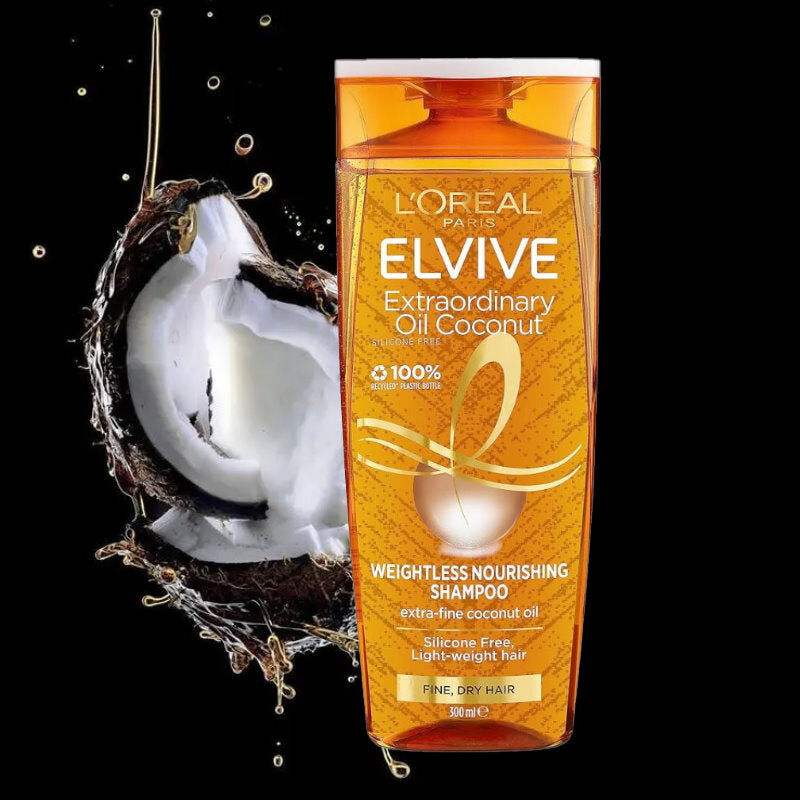 Load image into Gallery viewer, Loreal 300ml Shampoo Elvive Weightless Nourishing Extraordinary Oil Coconut Fine Dry Hair-2
