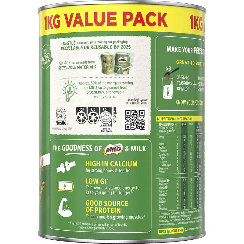 Load image into Gallery viewer, 1kg Nestle Milo Malt Chocolate Drinking Powder Hot or Cold - Product of Australia (Fresh Batch)-2

