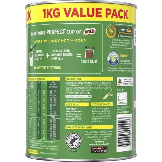 1kg Nestle Milo Malt Chocolate Drinking Powder Hot or Cold - Product of Australia (Fresh Batch)-3