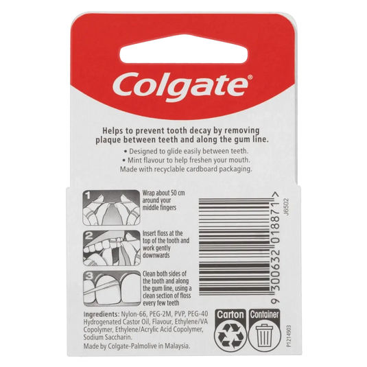 Colgate Total Dental Floss Mint Waxed Plaque Removal Gum Care - 25m-2