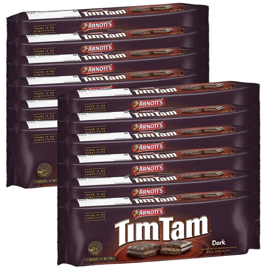 12x Arnott's Tim Tam Dark Chocolate Biscuits 200g - 1 Packet (Fresh Australian Batch)-1