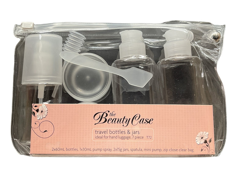 Load image into Gallery viewer, 7 Piece The Beauty Case Travel Bottles &amp; Jars Set for Hand Luggage Liquid Containers-0

