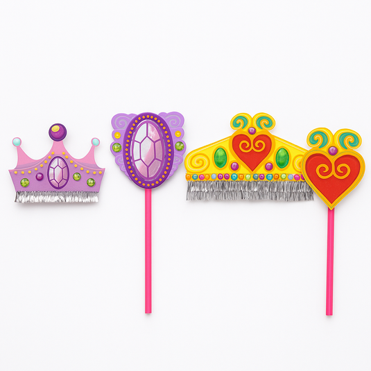2-Pack Crown & Wand Set Tiara for Costume and Dress Ups-0