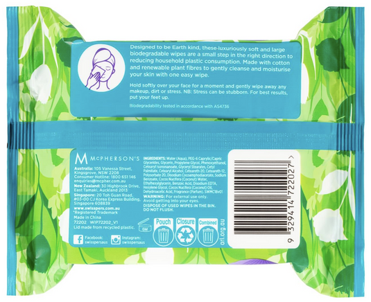 Swisspers Eco Biodegrable Facial Wipes Micellar & Coconut Water - 1 Pack 25-2