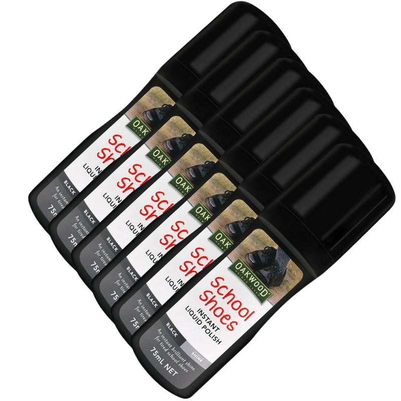 Load image into Gallery viewer, 6x Oakwood 75ml School Shoes Instant Liquid Polish Bulk - Black Shine-0
