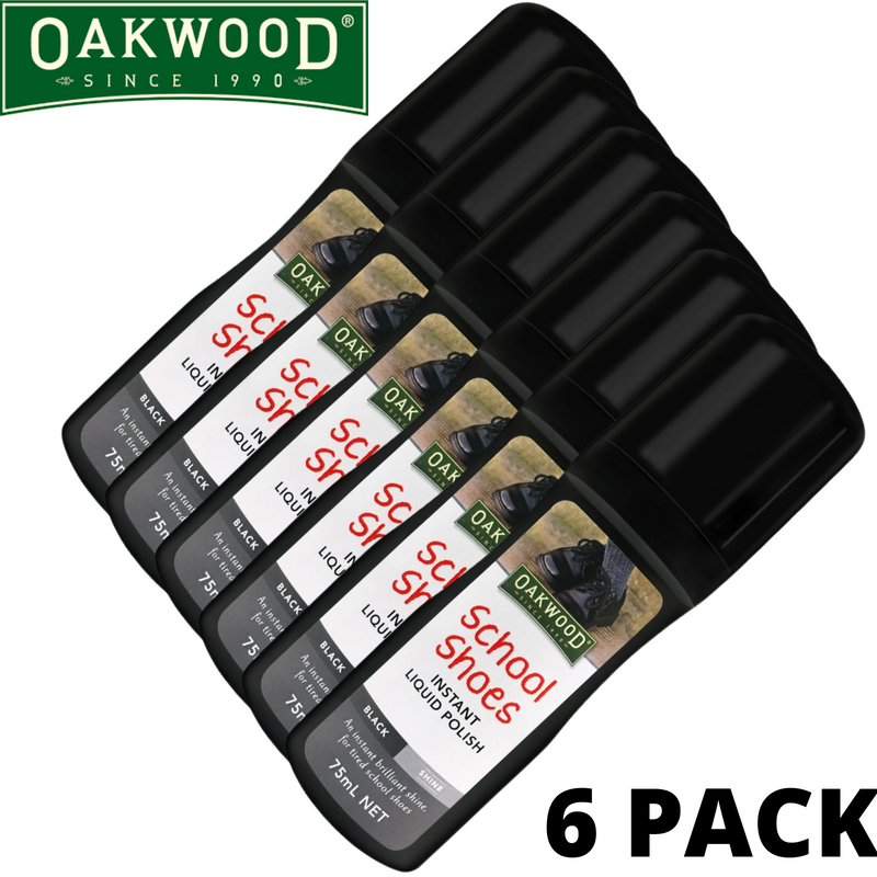 Load image into Gallery viewer, 6x Oakwood 75ml School Shoes Instant Liquid Polish Bulk - Black Shine-1
