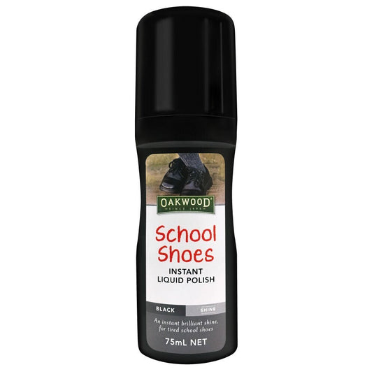 6x Oakwood 75ml School Shoes Instant Liquid Polish Bulk - Black Shine-2