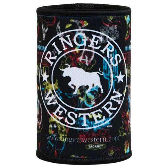 Ringers Western Stubby Cooler Holder Neoprene Saloon Design in Mulberry-1