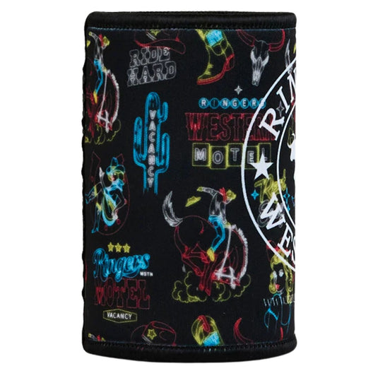 Ringers Western Stubby Cooler Holder Neoprene Saloon Design in Mulberry-2