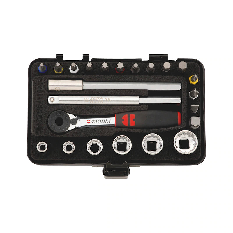 Load image into Gallery viewer, 23pcs 1/4" Socket Wrench Assortment Set Ratchet in Metal Box-0
