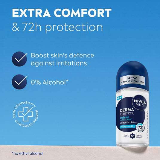 NIVEA Mens Derma Control Roll-On Antiperspirant Deodorant 50ml 72H-3