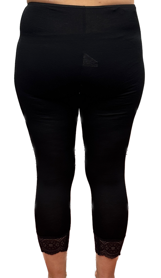 Merino Skins Womens Audrina Capri Legging Thermals Underwear Warm Winter - Black