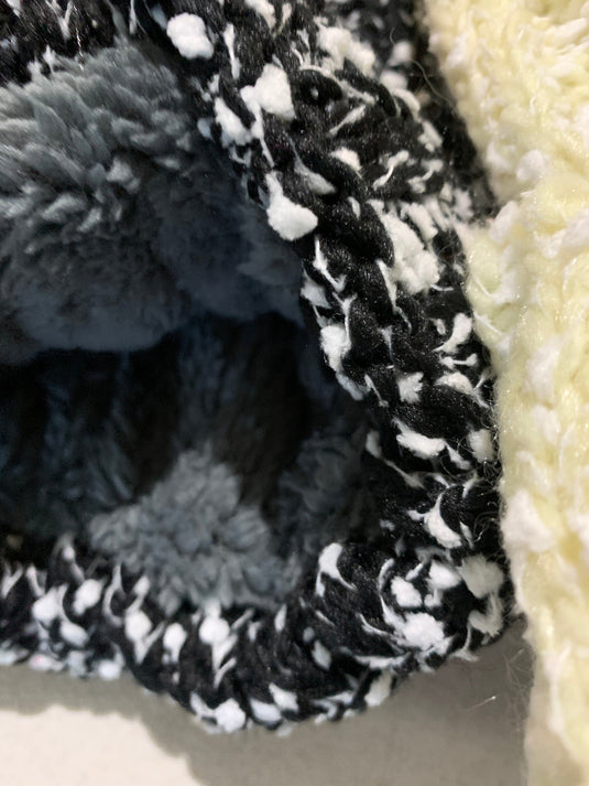 Womens Thick Knit Beanie Winter Fleece Lined Hat Warm Faux Fur Pom Striped Ski-3