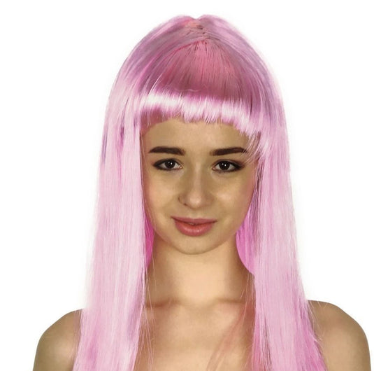 LONG WIG Straight Party Hair Costume Fringe Cosplay Fancy Dress 70cm Womens - Light Pink (22454)