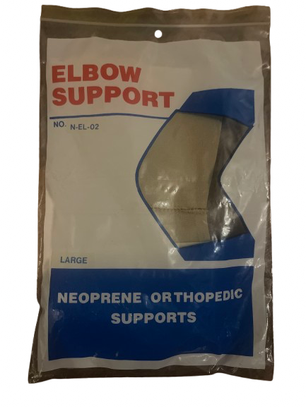 Neoprene Orthopedic Elbow Brace – Large, Cream with Velcro Straps