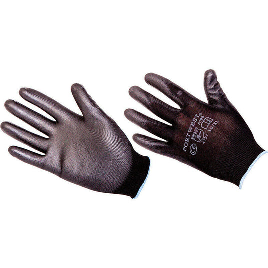 Portwest PU Palm Coated Safety Work Gardening Builders Gloves Breathable - Black-4