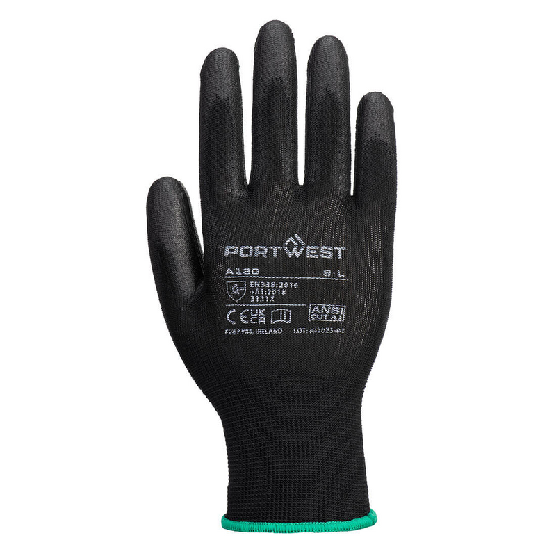 Load image into Gallery viewer, Portwest PU Palm Coated Safety Work Gardening Builders Gloves Breathable - Black-2
