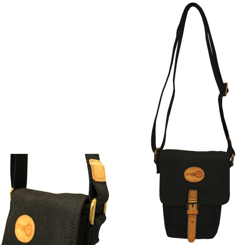 Load image into Gallery viewer, FIB Water Resistant Small Shoulder Canvas Bag w Adjustable Shoulder Strap - Black-2
