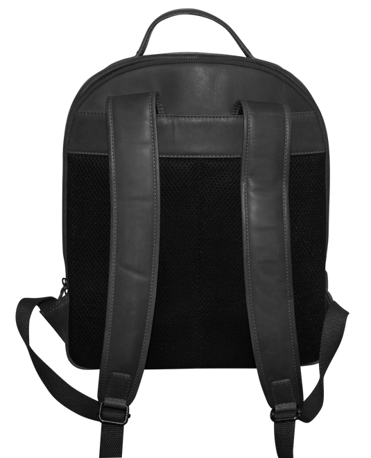 Futura Mens Leather Laptop Backpack School Shoulder Bag Front Pocket - Black-2
