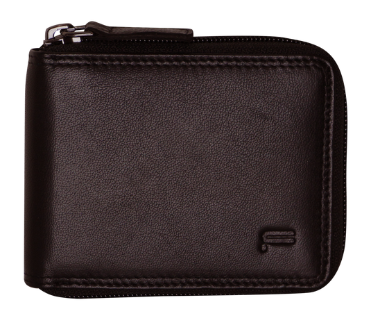 Futura Mens RFID Protected Genuine Leather Wallet Zip Around - Brown-3