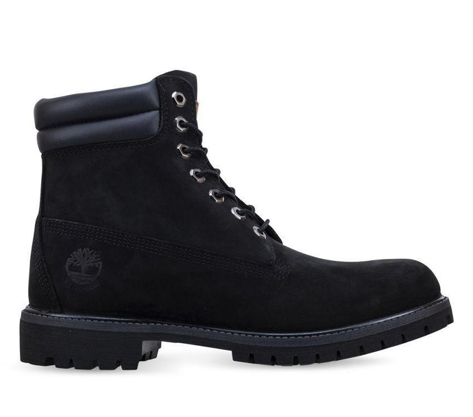 Timberland Mens 6-inch Double Collar Boots Leather Shoes Lightweight - Black Nubuck-3